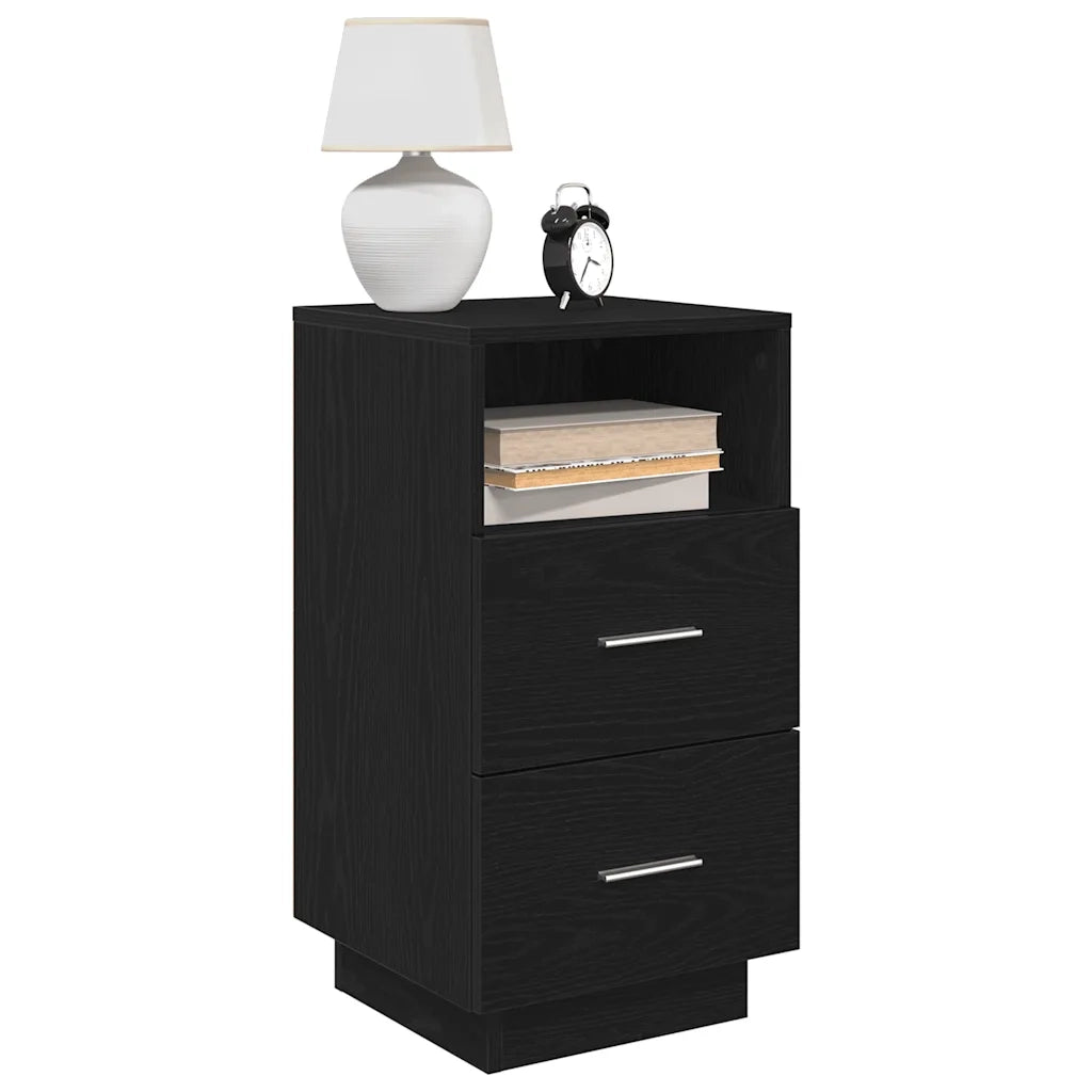 Comodini 2 pz con 2 Cassetti Neri 36x36x68 cm