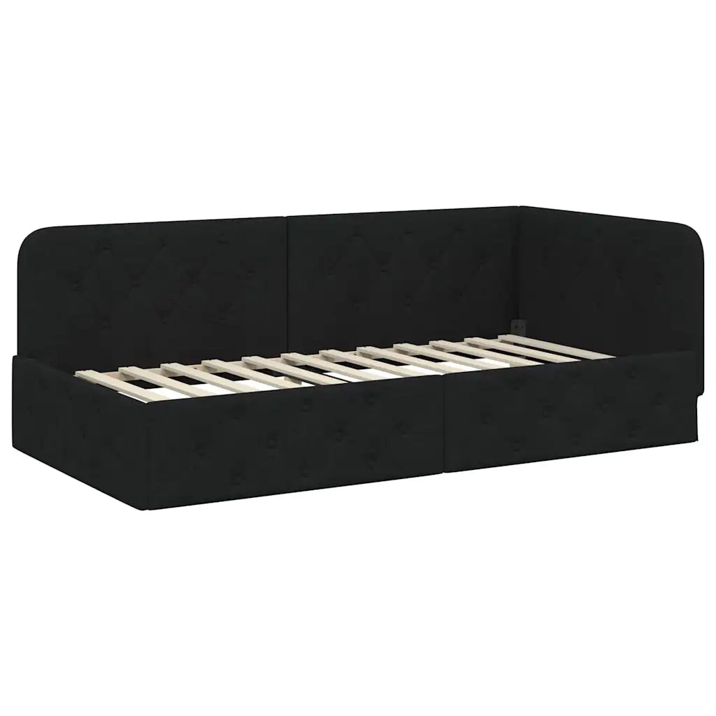 Cornice del letto ad angolo Nero 100 x 200 cm Tessuto