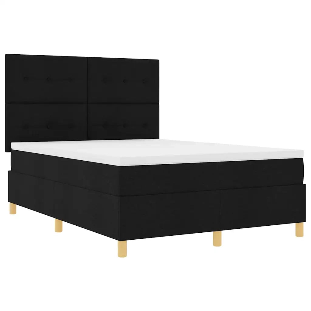 Letto a molle con materasso Nero 140 x 200 cm Tessuto 3339625