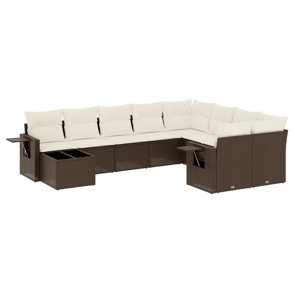 Set Divani da Giardino 10pz con Cuscini in Polyrattan Marrone 3220662