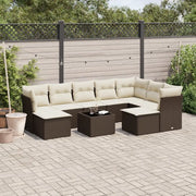 Set Divani da Giardino 10pz con Cuscini in Polyrattan Marrone 3250422