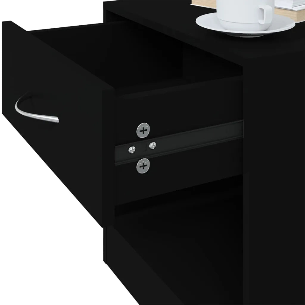 Comodini 2 pz con Cassetto Neri 342583