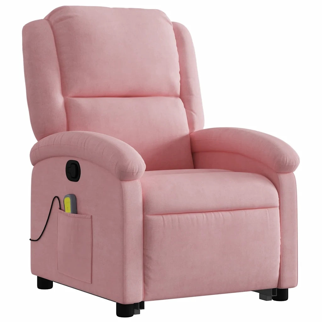 Poltrona Alzapersona Reclinabile Rosa in Velluto 3204315