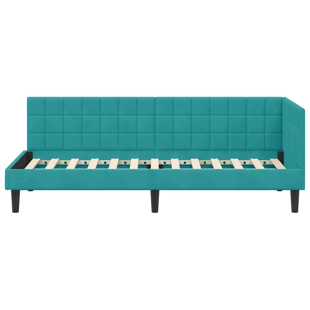 Cornice del letto ad angolo Turchese 80 cm x 200 cm Velluto 42016416