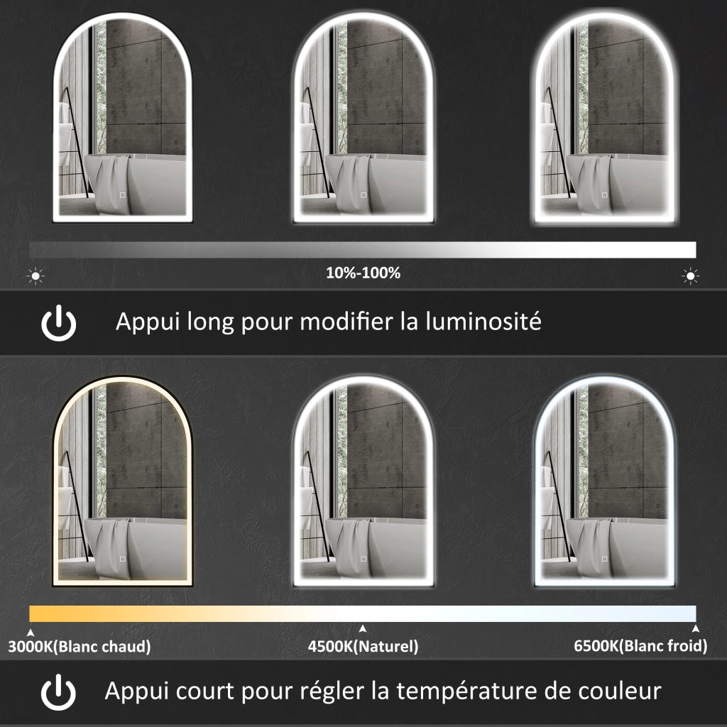 Specchio LED da Bagno ¨C zephmum ¨C 90x60cm Bianco Grigio Nero