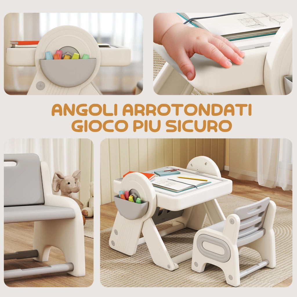 Tavolo per Bambini con Cassetti ¨C Minimal ¨C Grigio e Bianco