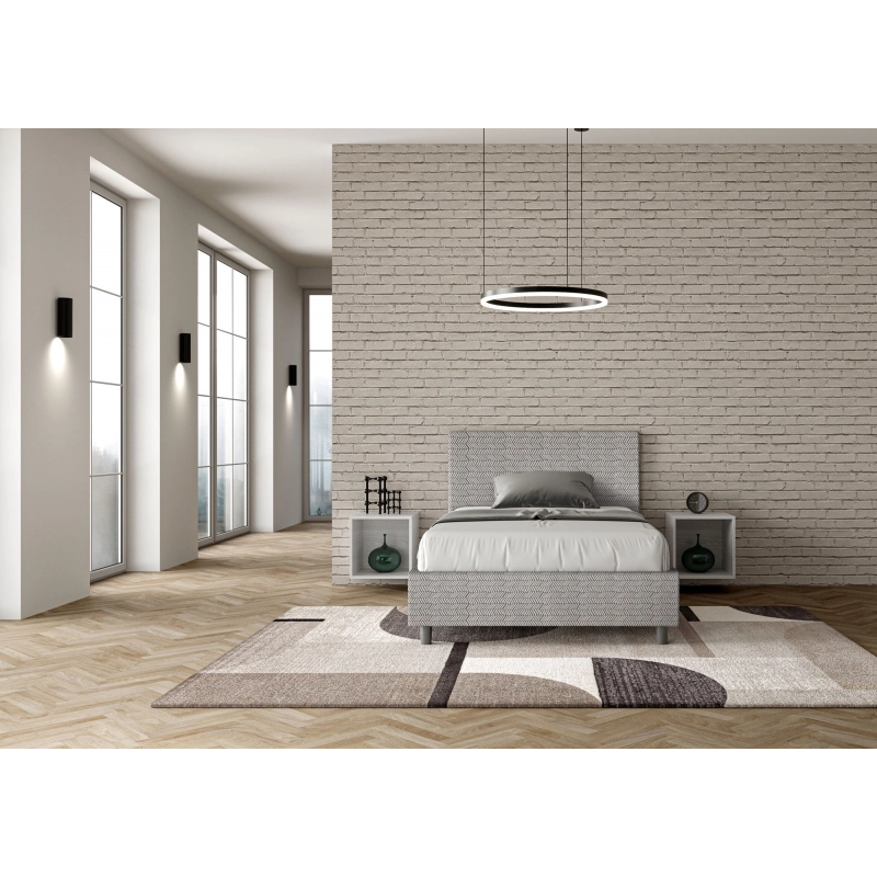 Letto imbottito 1 piazza e mezza 120x200 cm tessuto Aragona Adele - Bianco,Senza rete