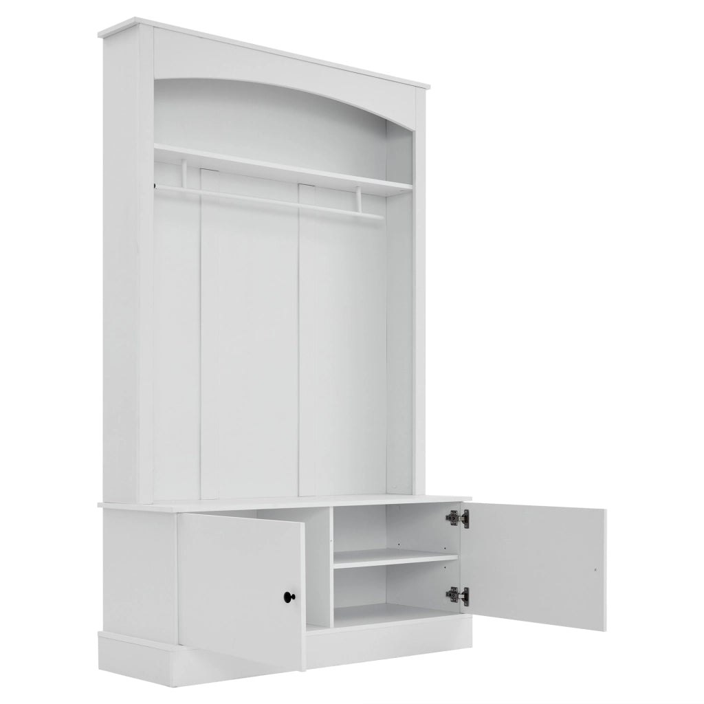 Scarpiera Armadio Ingresso con Panca ¨C MINIMAL ¨C Bianco, Ripiani Regolabili, Salvaspazio