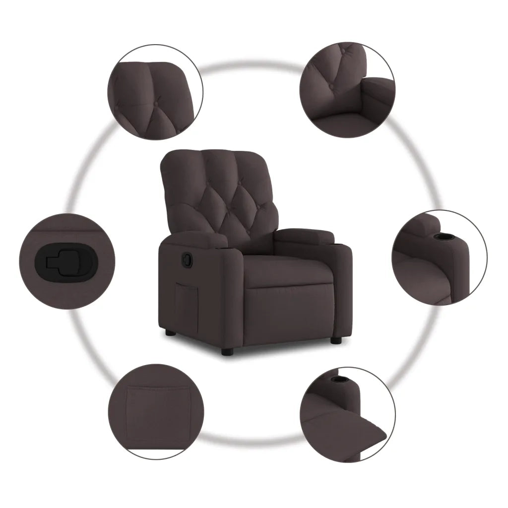 Poltrona | Sedia Relax Reclinabile Marrone Scuro in Tessuto