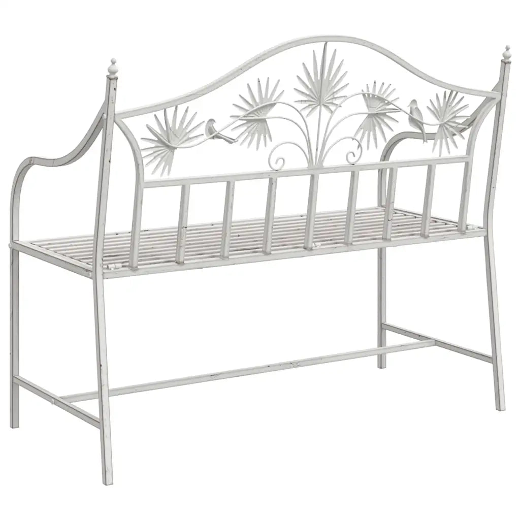 Panchina da giardino Bianco Antico 104 x 52,5 x 89 cm Acciaio 42008114