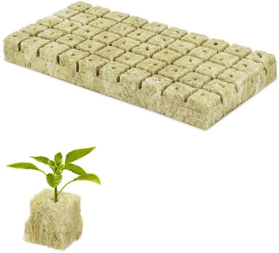 Blocco di Coltivazione Hydroponica 50 pezzi - Cubi in Pietra - Rockwool - Coltivazione di Steli - Miglioramento della Crescita delle Radici - 2,5 x 2,5 x 2,5 cm - Blocco di Coltivazione