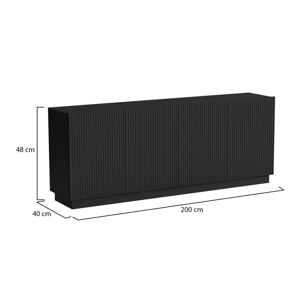 Madia Masainas, Credenza 4 Ripiani, 200x40x78h cm Nero