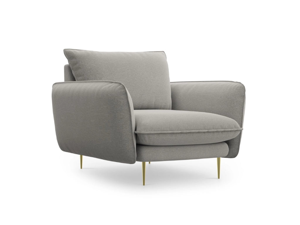 Cosmopolitan Design - Poltrona "Vienna" in tessuto strutturato grigio chiaro 