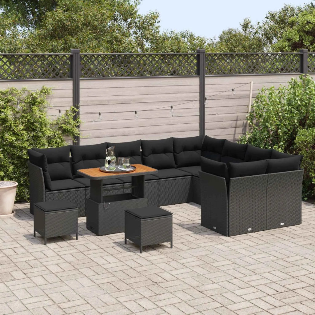 Set Divano da Giardino 12 pcs Nero polyrattan 3361524