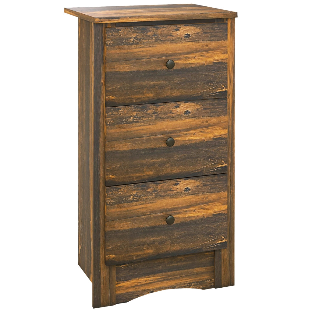 Comodino 3 Cassetti Rustico in Legno ¨C Minimal ¨C 40x30x74 cm Marrone
