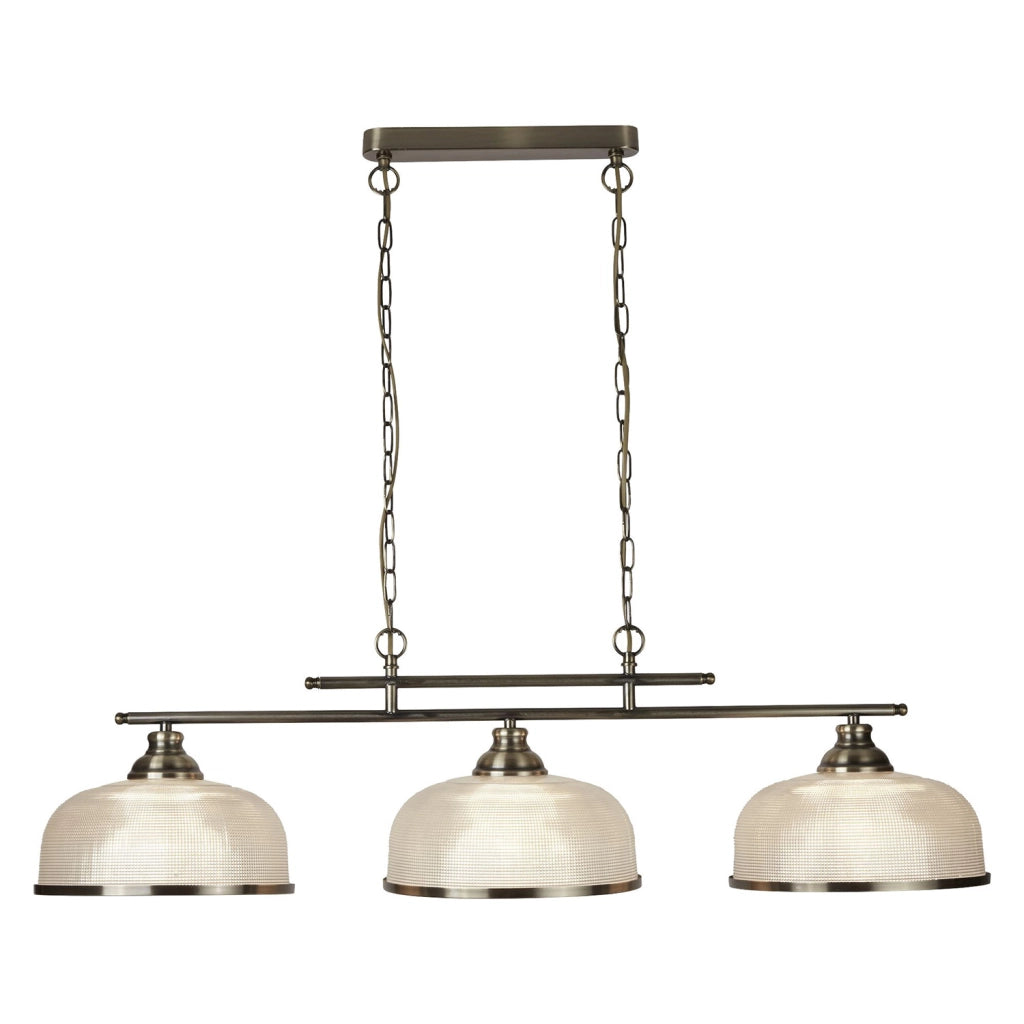Lampadario Rustico Bistrot Ii Acciaio Ottone Vetro Trasparente 3 Luci E27