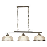 Lampadario Rustico Bistrot Ii Acciaio Ottone Vetro Trasparente 3 Luci E27