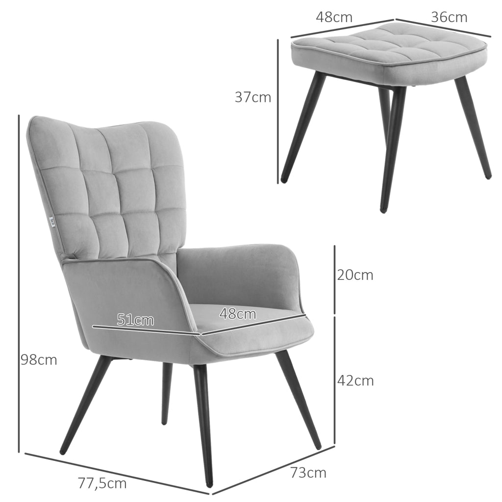 Poltrona relax con poggiapiedi ¨C zephmum ¨C 2 pezzi, grigio