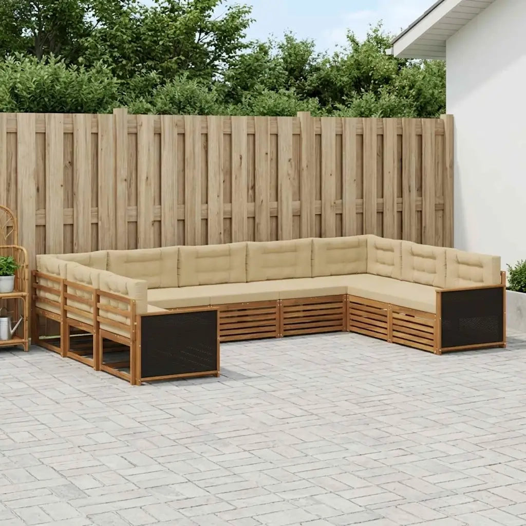 Set di divani da esterno con cuscino 9 pcs Naturale e Beige 3383826