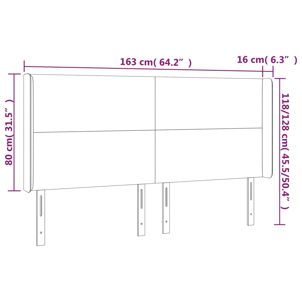 Testiera a LED-Testata con LED Grigio Chiaro 163x16x118/128 cm in Tessuto 314810