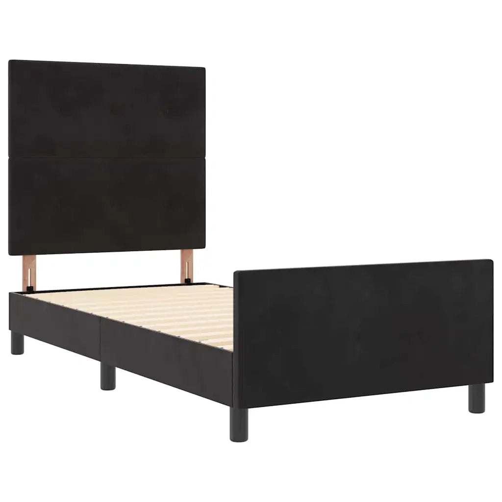 Letto a molle con testiera Nero 100 x 200 cm Velluto