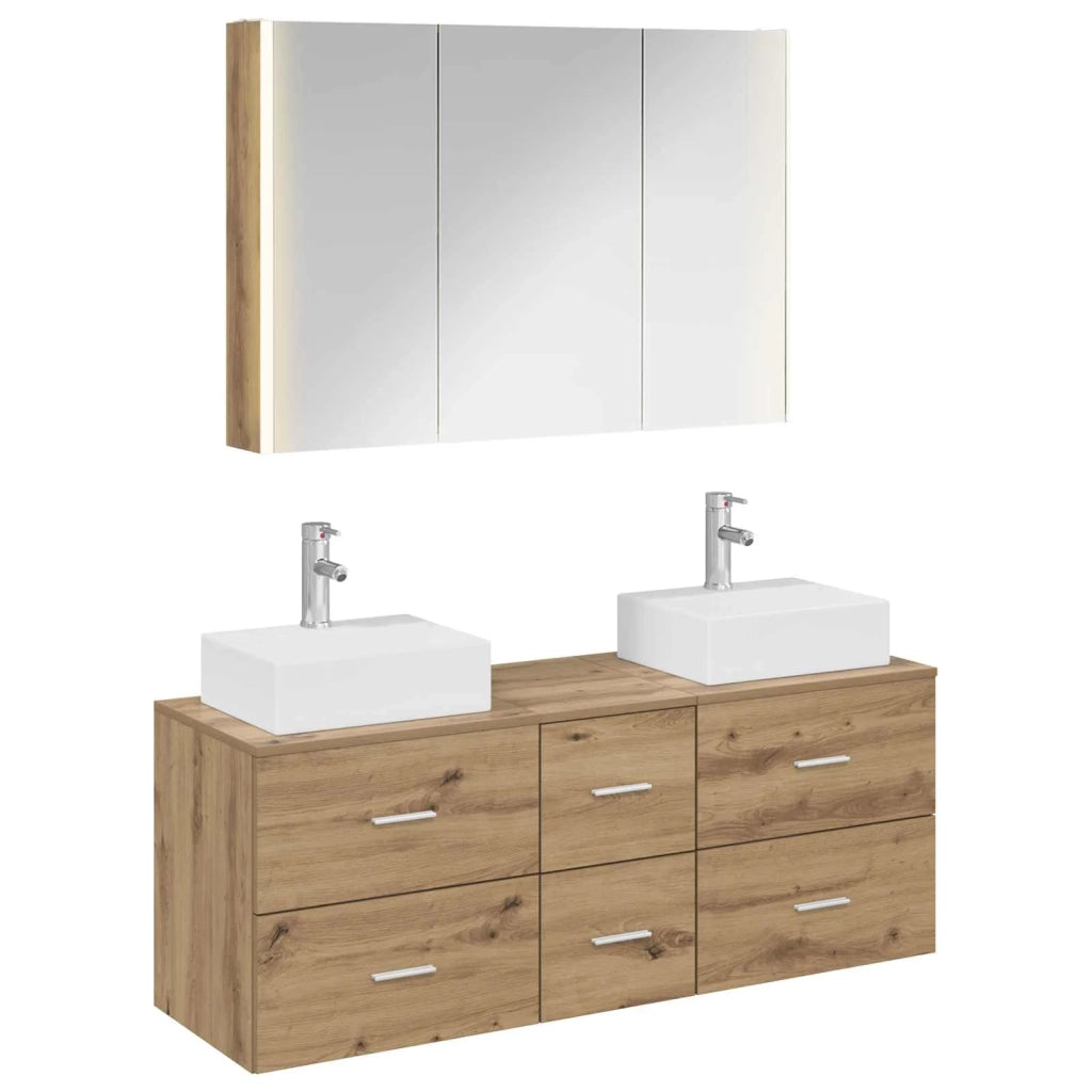 Set di mobili per il bagno 4 pz Rovere Artigianale 3406830