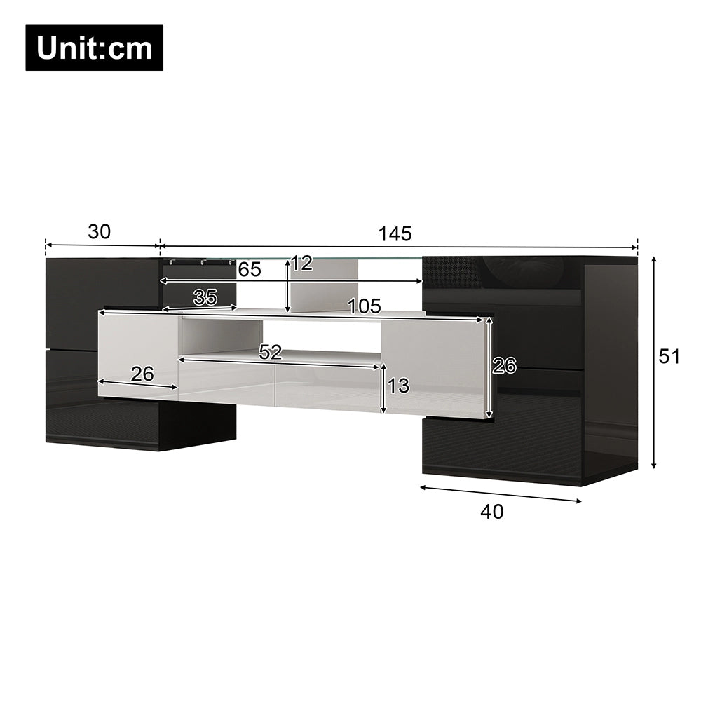 Mobile TV moderno - Xylo - 145cm vetro LED bianco