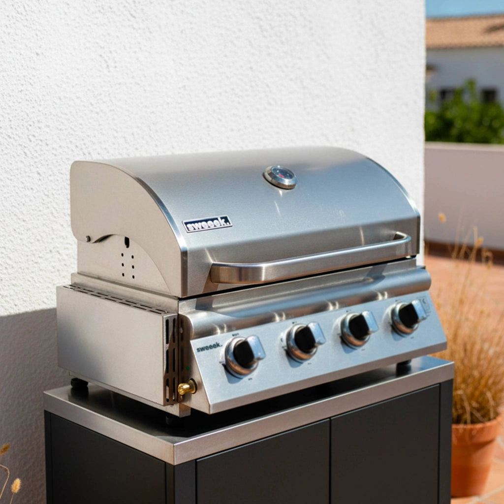 Barbecue a gas a 4 bruciatori, argento