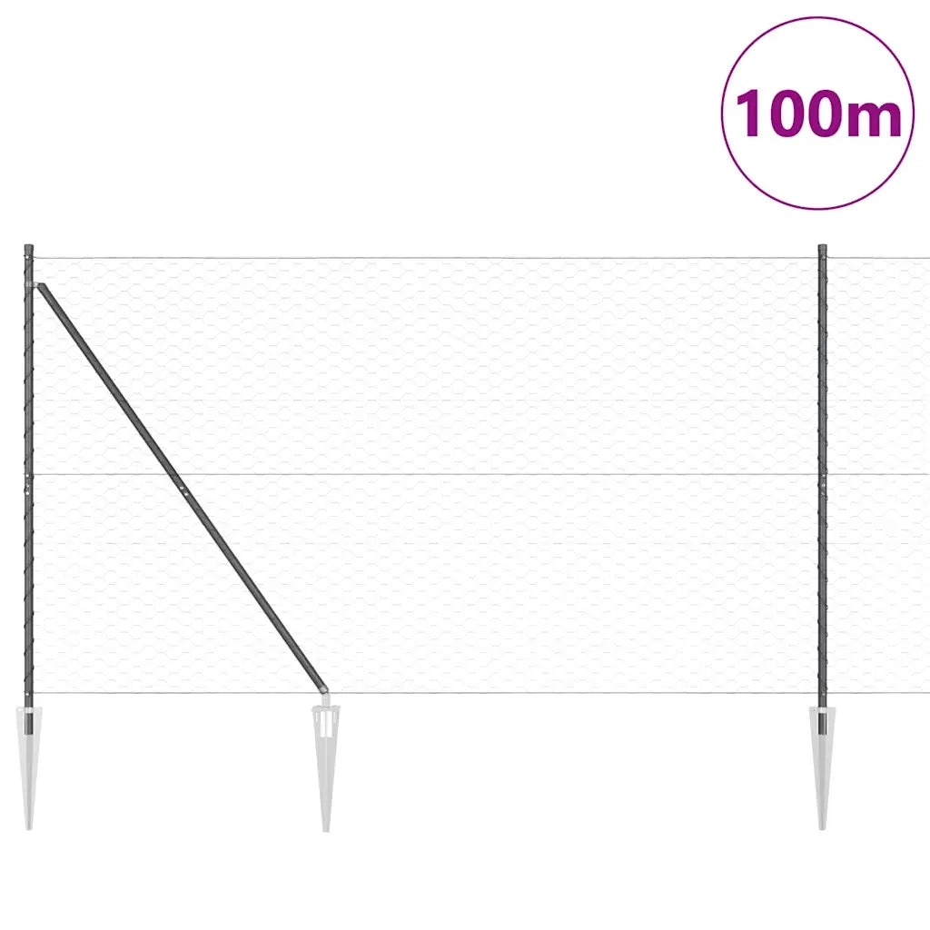 Palo della recinzione Grigio 100 x 1,6 m (rete 50 mm)