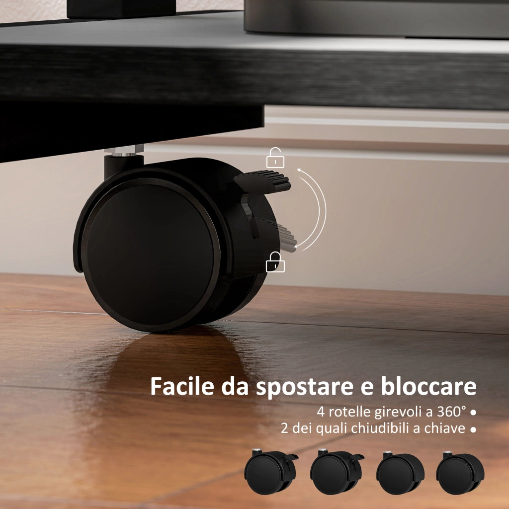 Scrivania per Computer con Cassetto e Ripiani ¨C Xylo ¨C Legno e Metallo Nero 56x51x79 cm