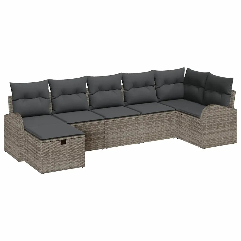 Set di divani con cuscino 7 pcs Grigio polyrattan