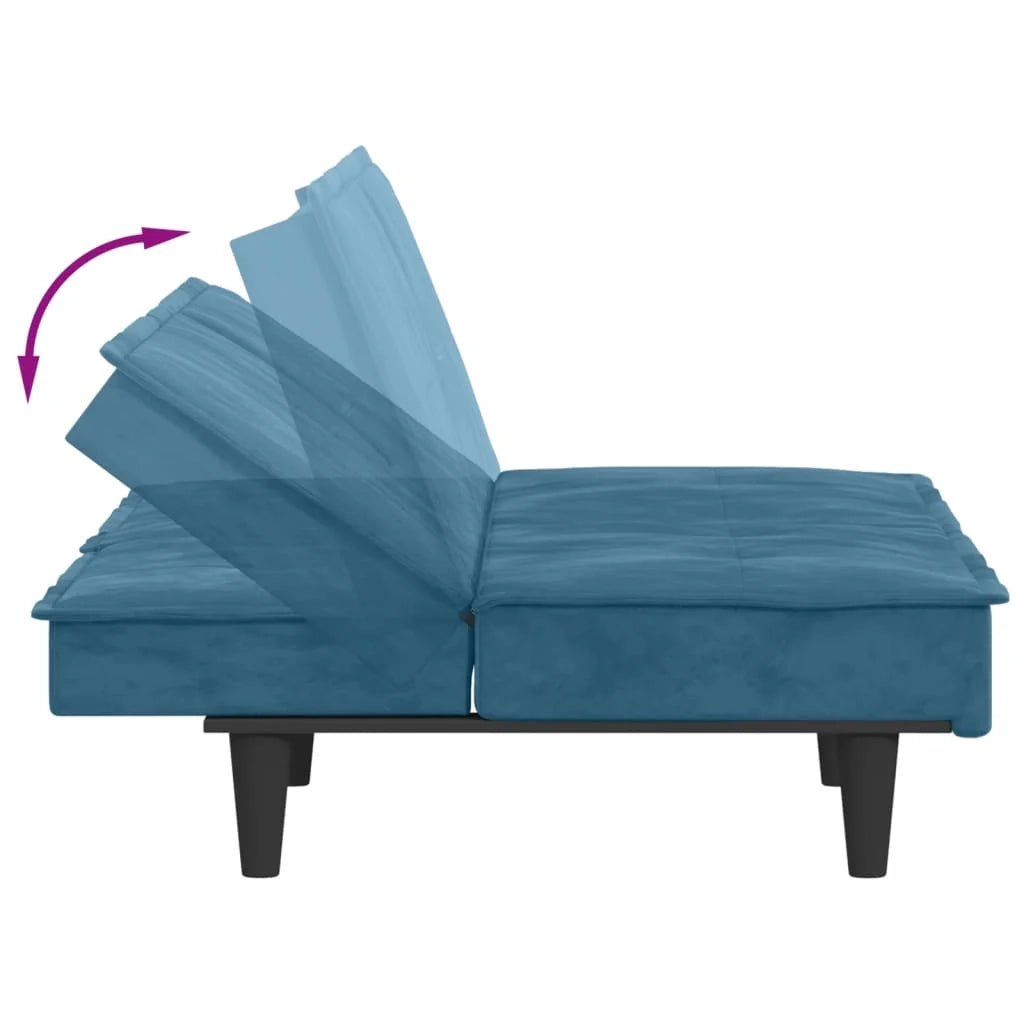 Divano letto con portabicchieri velluto blu 02_0021021