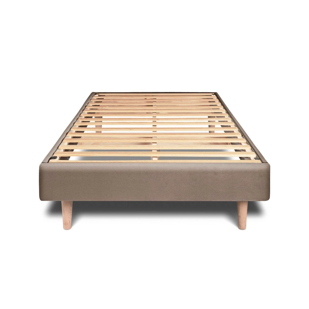 Letto 90x200 cm con testata imbottita - Tessuto velluto