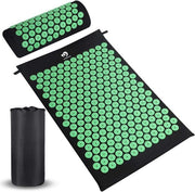 Set di mattonella e cuscino per acupressione - massaggi e sollievo dal dolore - mattonella massaggiante verde