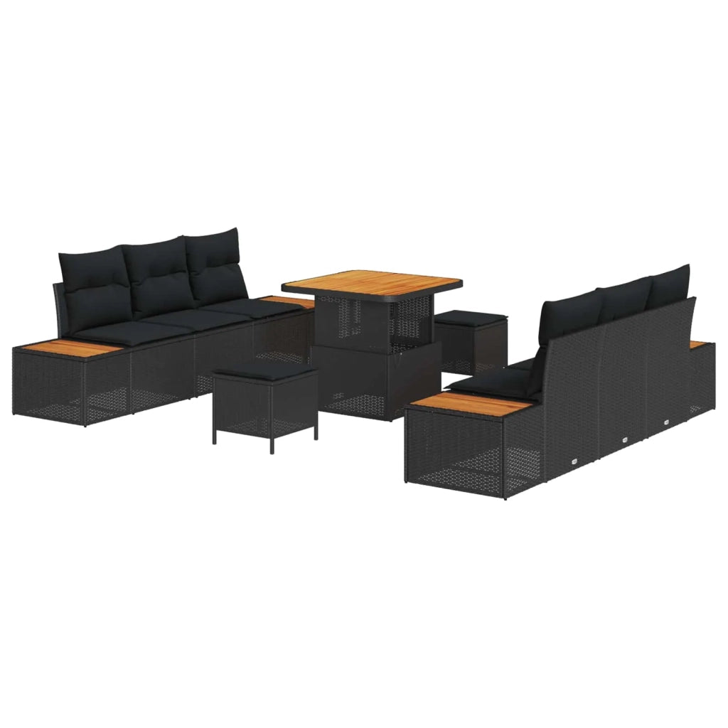 Set Divano da Giardino 9 pcs Nero polyrattan 3362864