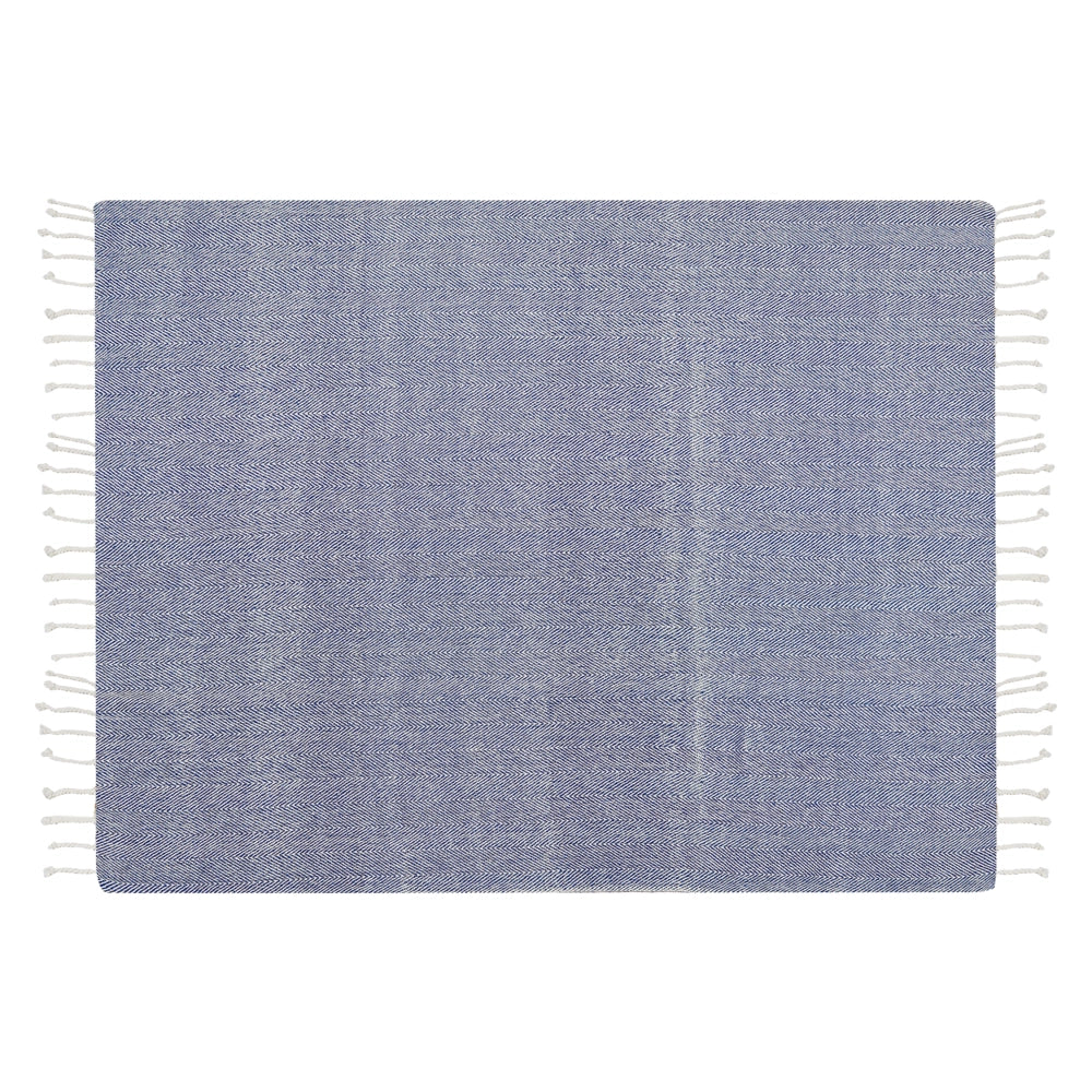 Coperta Blu Cotone 130 x 160 cm Copriletto boho stile costiero