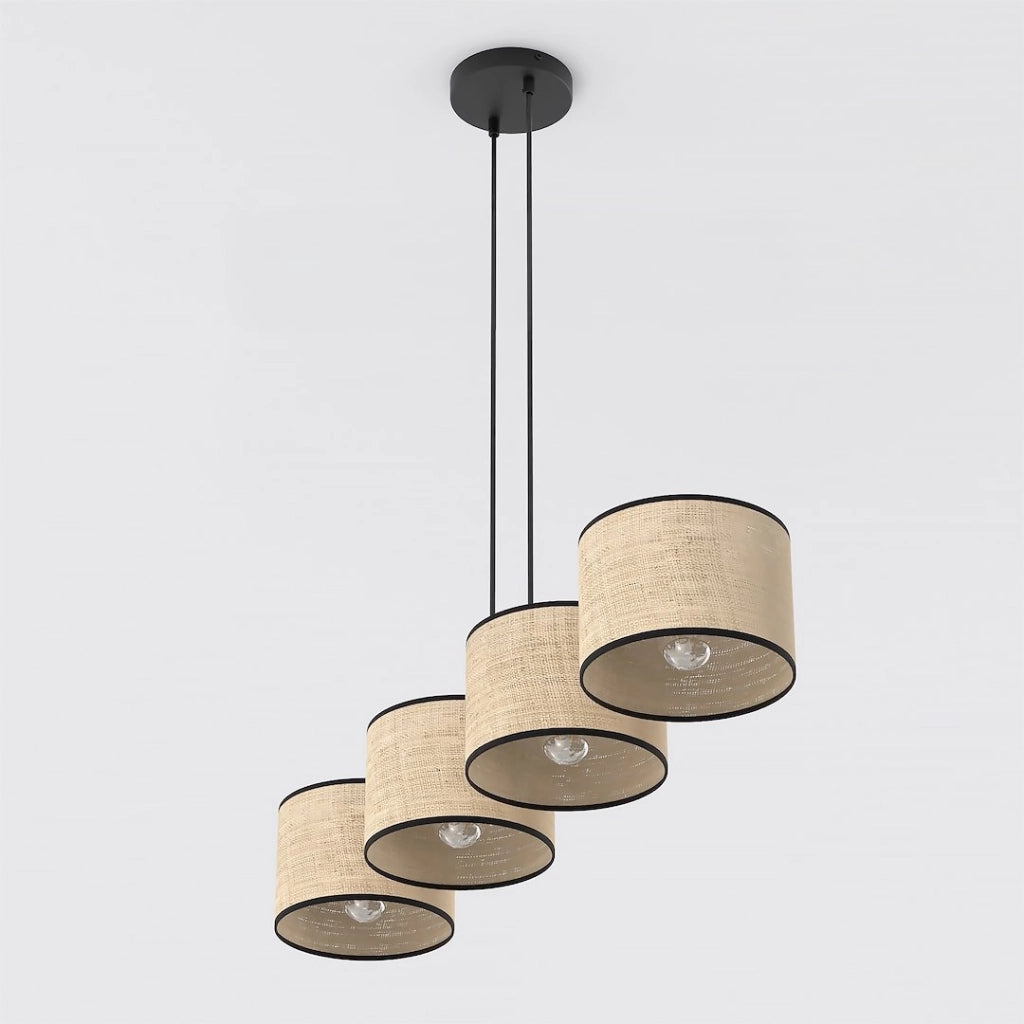 Lampada a sospensione boho 4 luci rattan Emibig