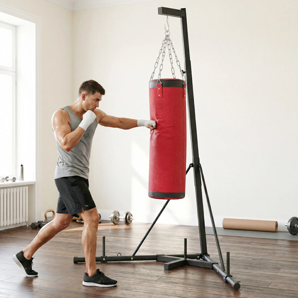 Sacco da Boxe Autoportante con Base Regolabile ¨C Minimal ¨C Rosso 175x91x231cm