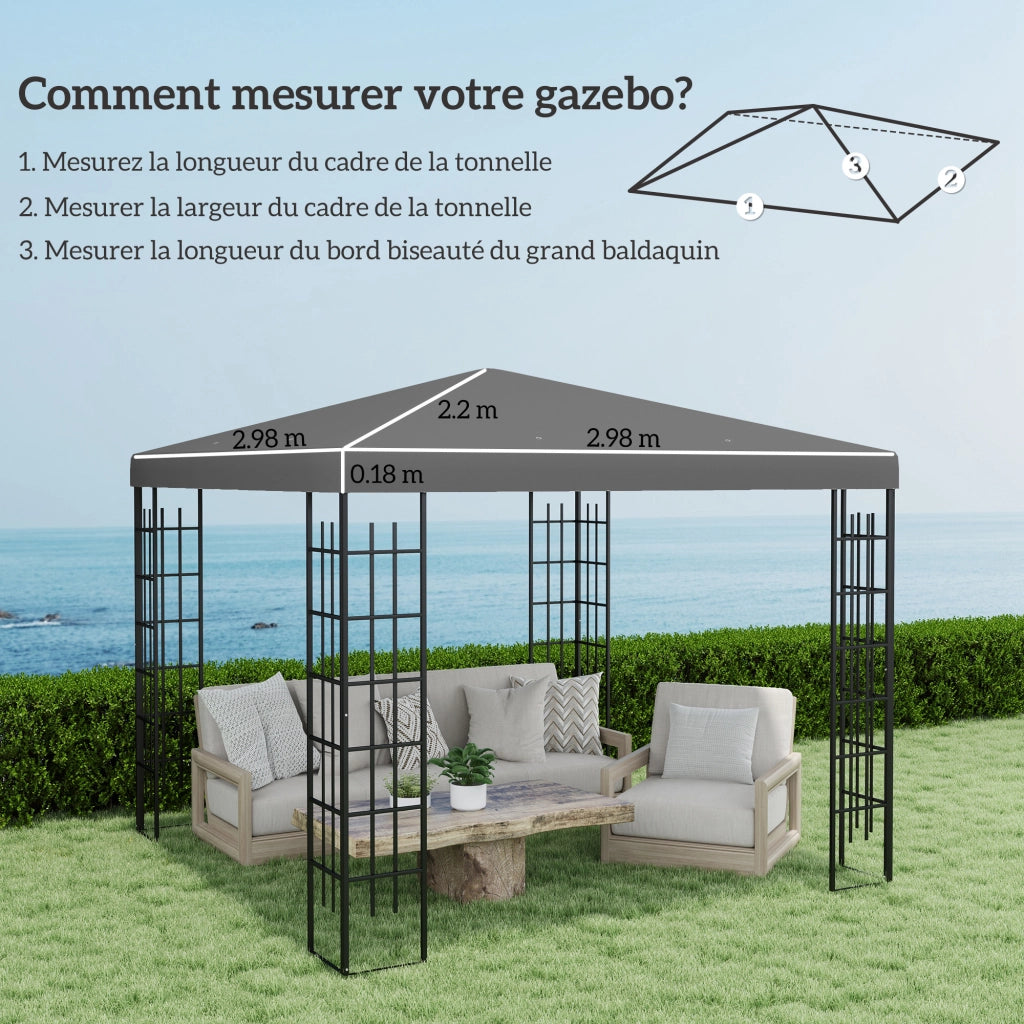 Telo di ricambio per gazebo 3x3m ¨C Xylo ¨C grigio scuro con protezione solare UPF30+