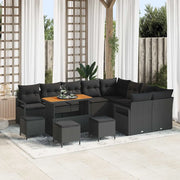 Set Divano da Giardino con cuscino 13 pcs Nero polyrattan 3362569