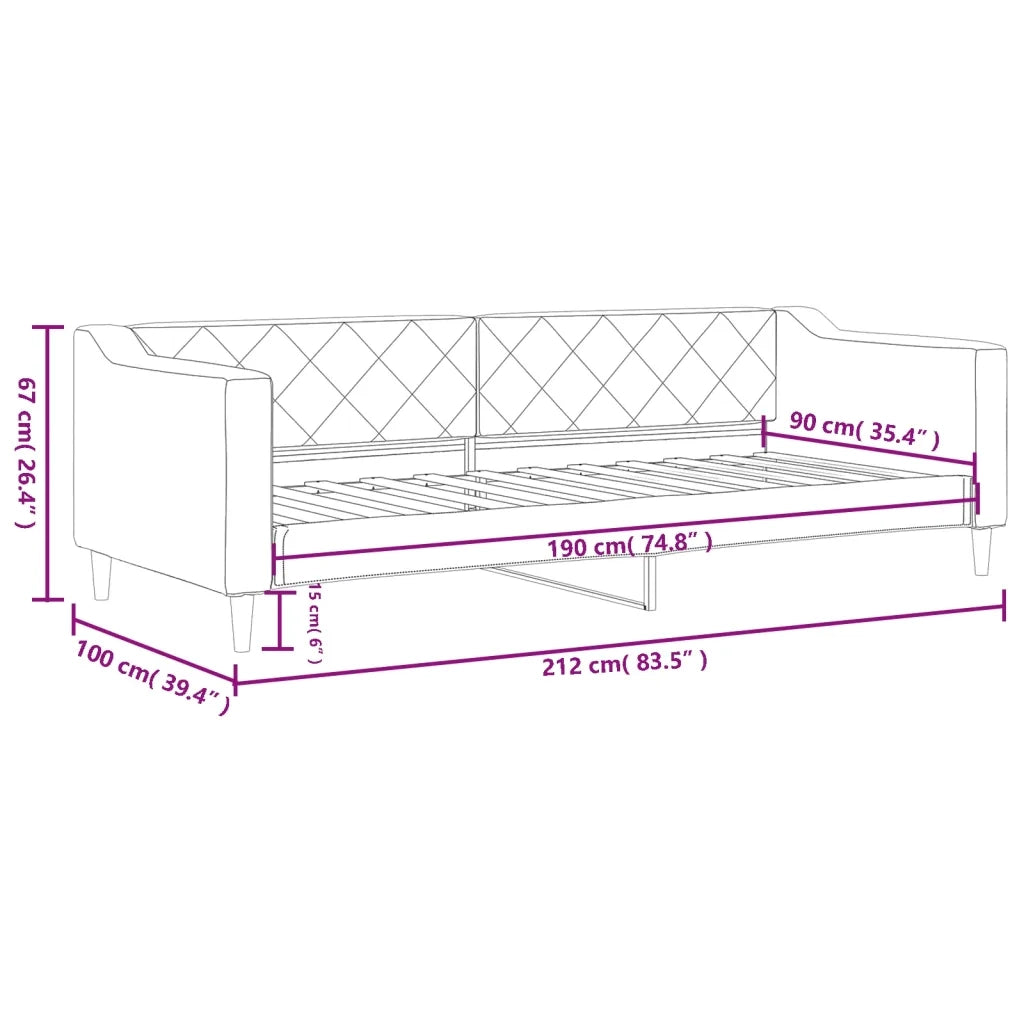 Letto singolo | Letto per adulti | Letto da Giorno Grigio Chiaro 90x190 cm in Tessuto