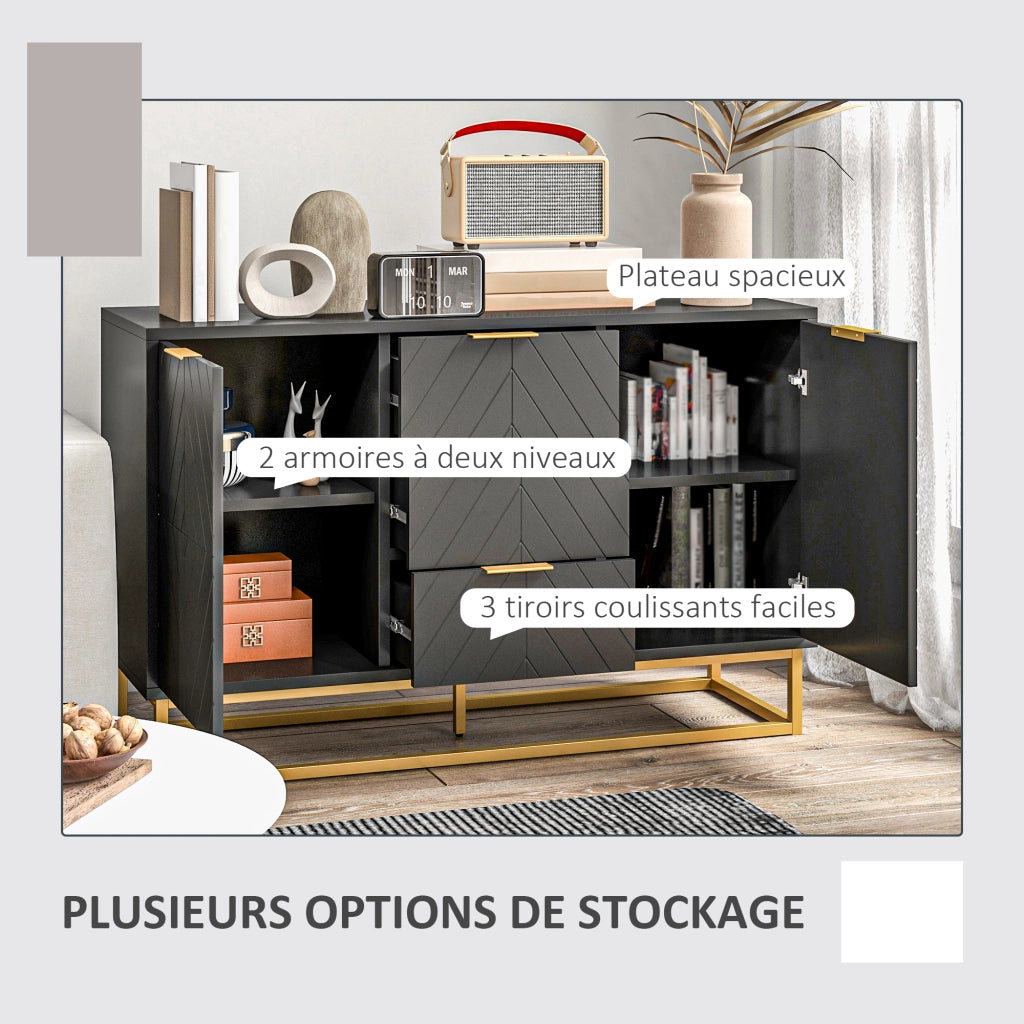 Buffet design moderno ¨C Minimal ¨C nero, legno, metallo dorato
