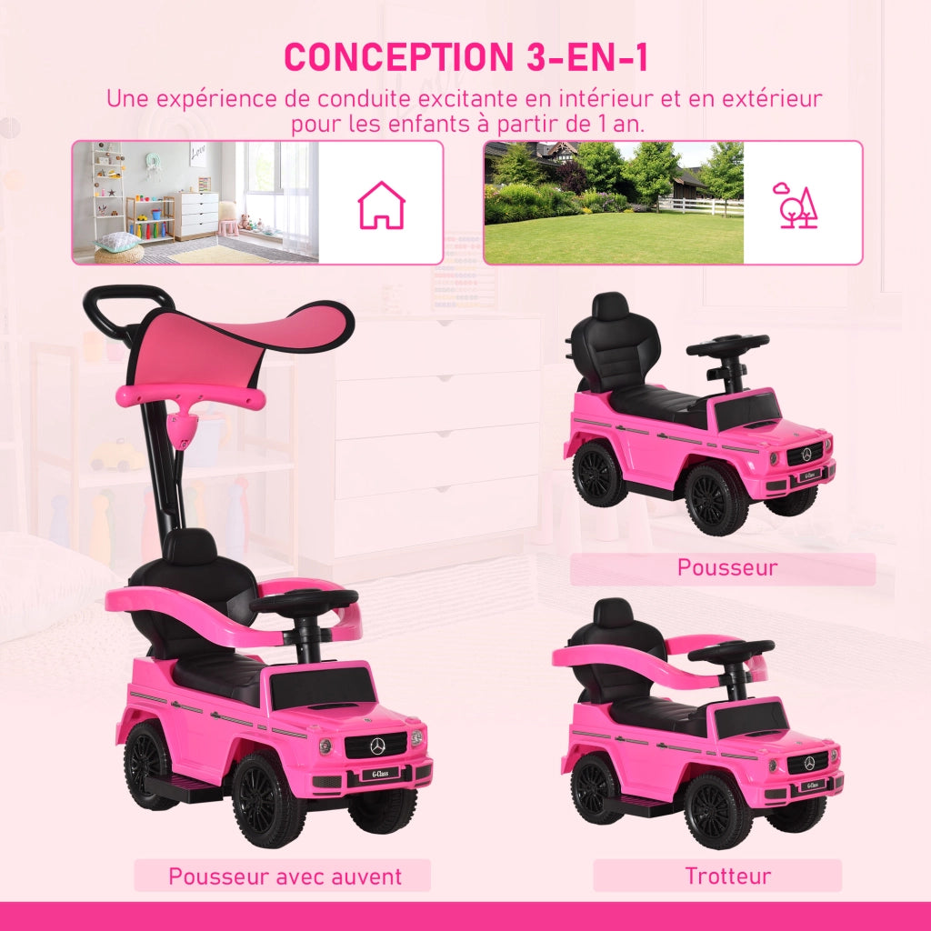 Cavalcabile Auto Bambini 12-36 Mesi ¨C Xylo ¨C Rosa con Clacson Parasole