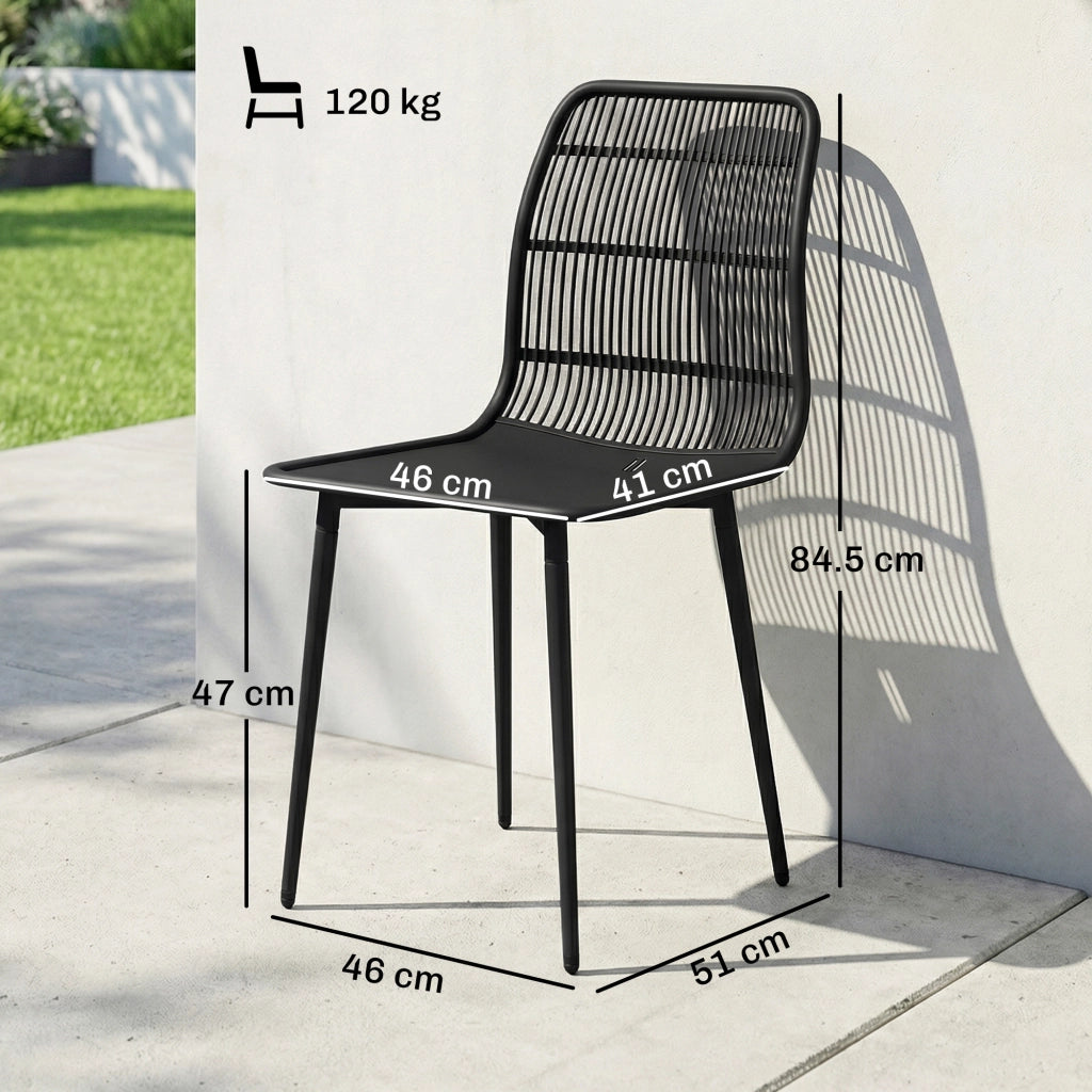 Set 4 Sedie da Giardino Esterno con Schienale ¨C Xylo ¨C Nero