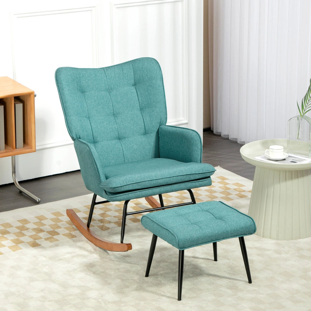 Poltrona Dondolo con Poggiapiedi e Braccioli ¨C Minimal ¨C Verde