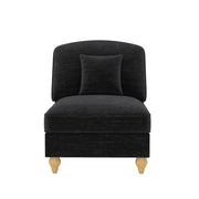 Divano senza braccioli Chenille - Zephmum- 1 cuscino - Nero