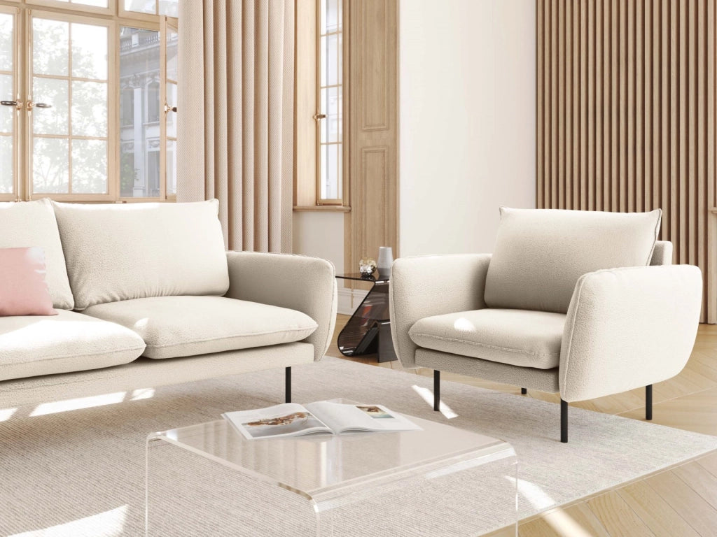Cosmopolitan Design - Poltrona "Vienna" in bouclé beige 