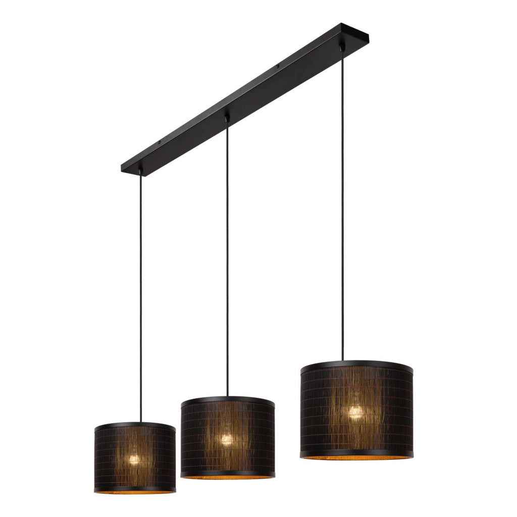 Lampada sospesa TAGALOG 3 luci E27 rattan nera Lucide