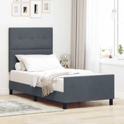 Letto a molle con testiera Grigio scuro 90 x 200 cm Velluto