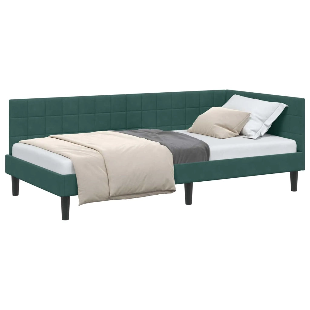 Cornice del letto ad angolo Verde Scuro 90 cm x 200 cm Velluto 42016430